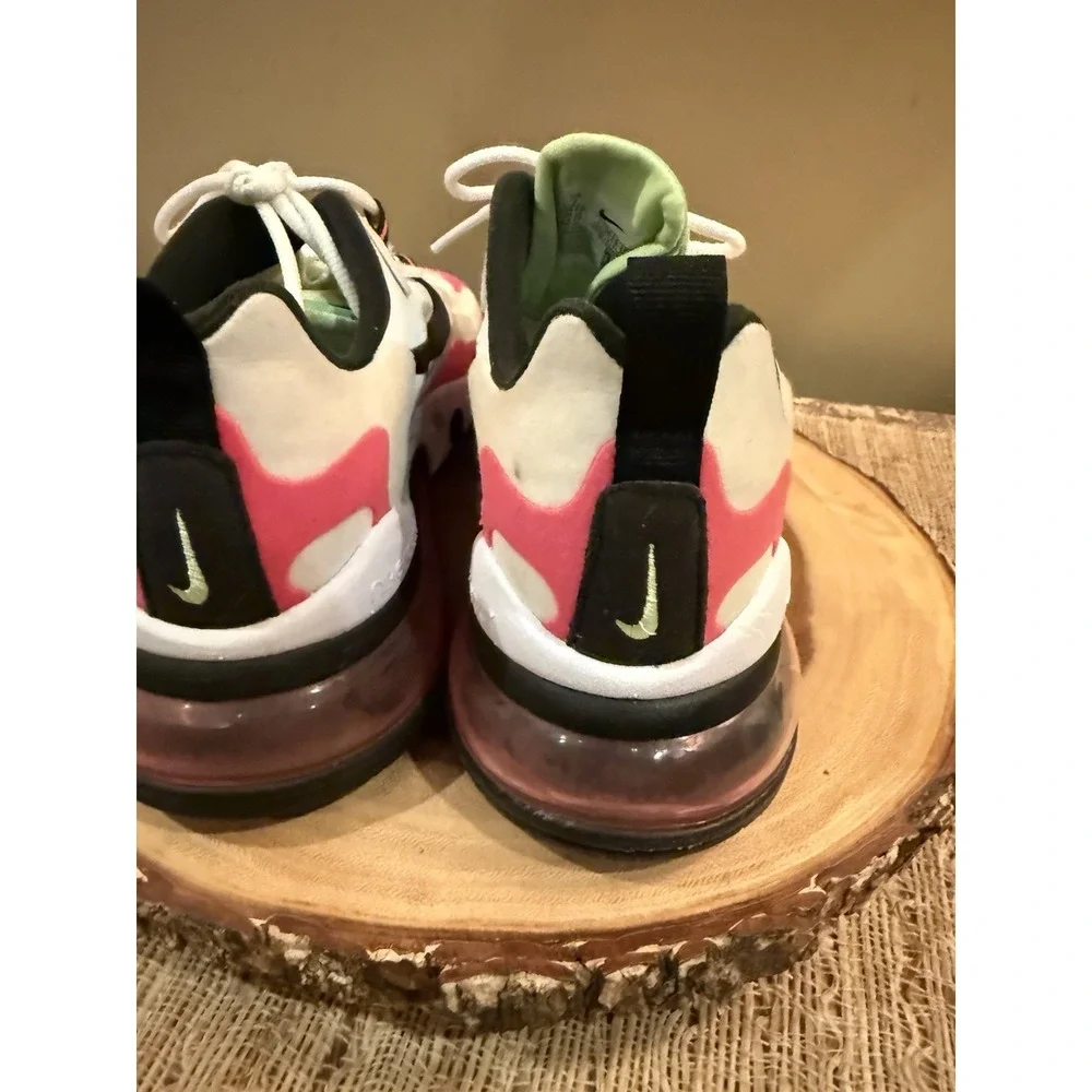 Nike Air Max 270 React Shoes Womens Size 7 White Black‎ Pink Volt CJ0619-101
